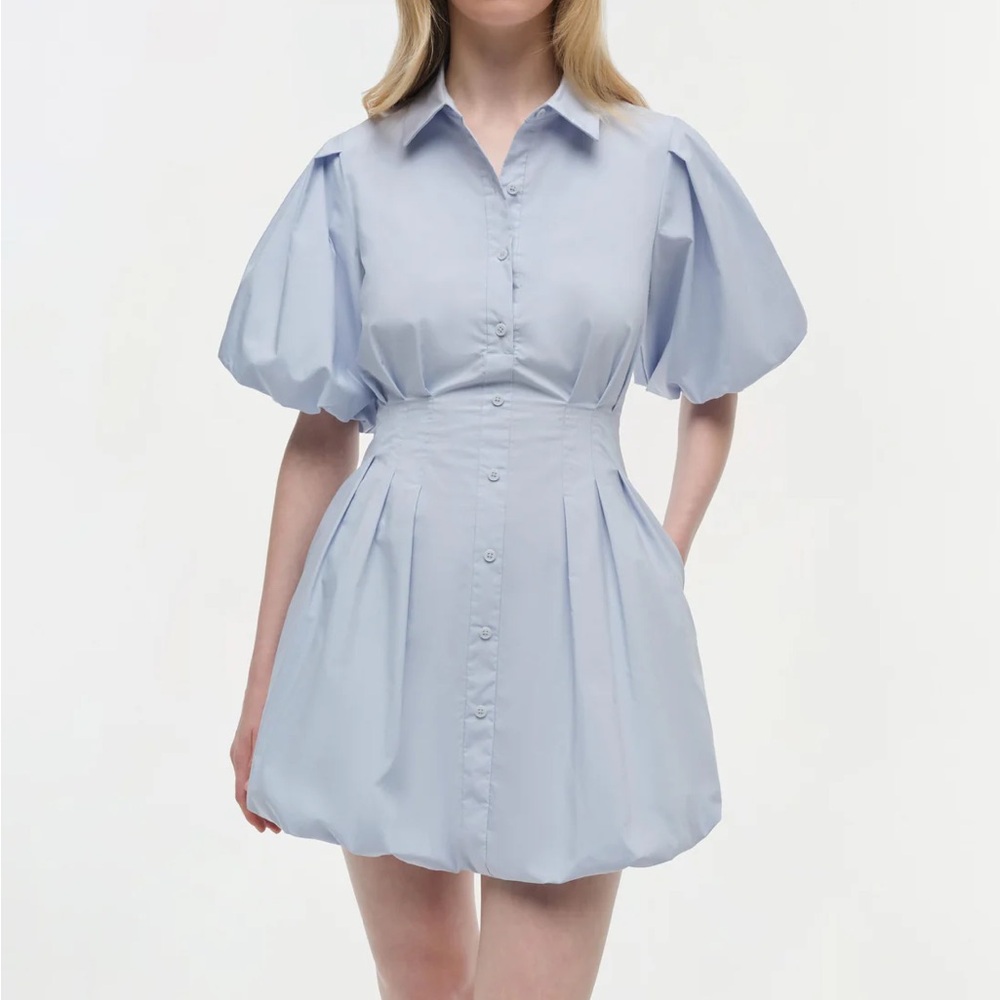 Jonathan Simkhai Light Blue Cleo Poplin Mini Dress
